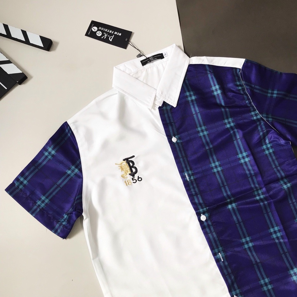 Áo sơ mi nam tay ngắn giá rẻ thêu logo BBR mẫu mới giá rẻ vải mặc mát cao cấp VBSHOP007