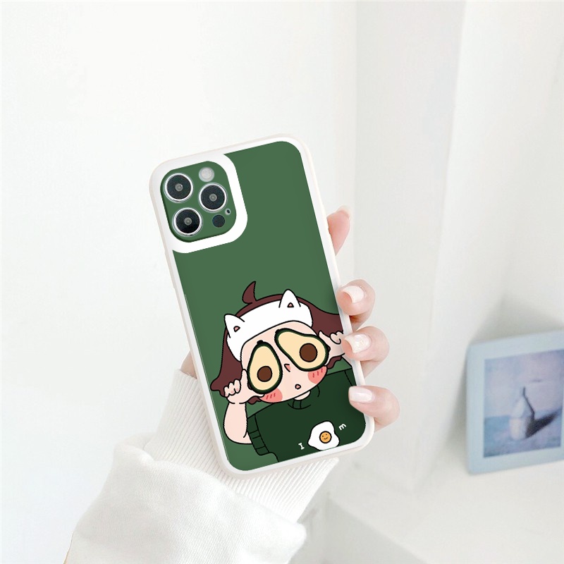 ỐP IPHONE BẢO VỆ CAM  vuông cạnh ốp lưng 12 pro max Cặp đôi  xanh lá đáng yêu  full case 6 đến 13promax tr1101