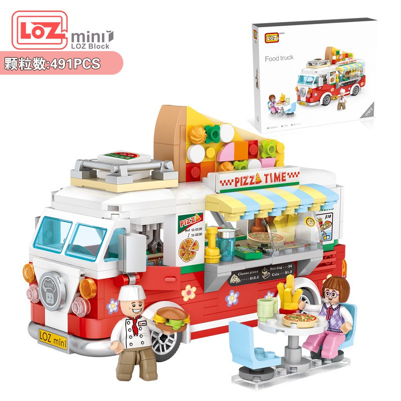 Bộ Đồ Chơi Lắp Ráp Mô Hình Xe Tải Bán Pizza/Cà Phê Mini LOZ 1739 1740 Tùy Chọnlego minecraft