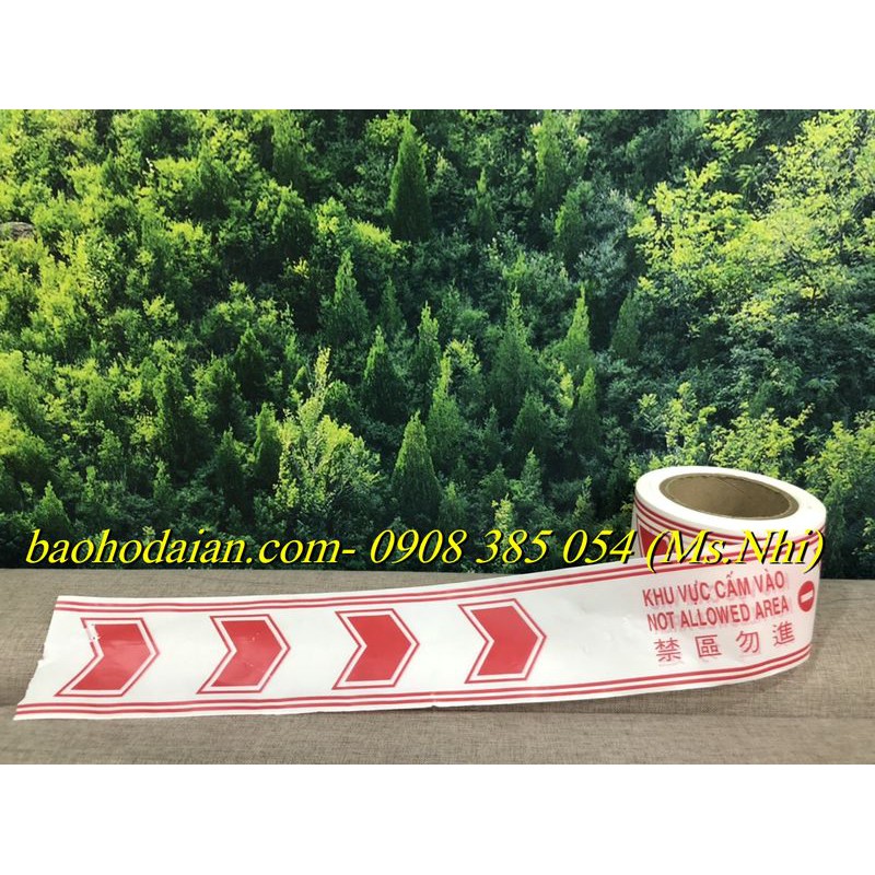 Băng rào cảnh báo khu vực cấm vào chất liệu nilong- Hình thật