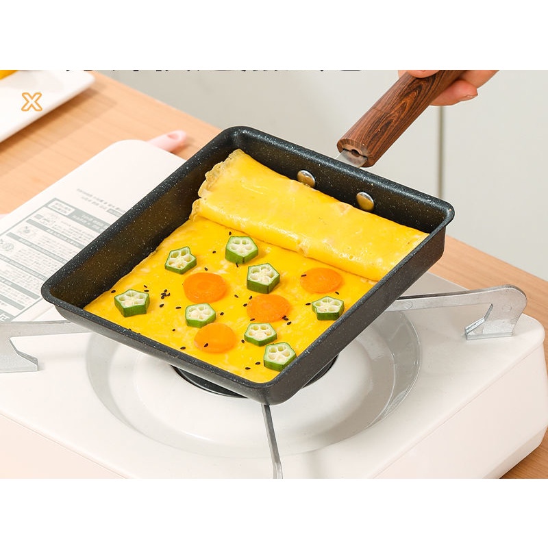 Chảo Chiên Trứng / Chảo Rán Trứng Hình Vuông Bằng Đá Y Tế Tamagoyaki Nhật Bản Chống Dính