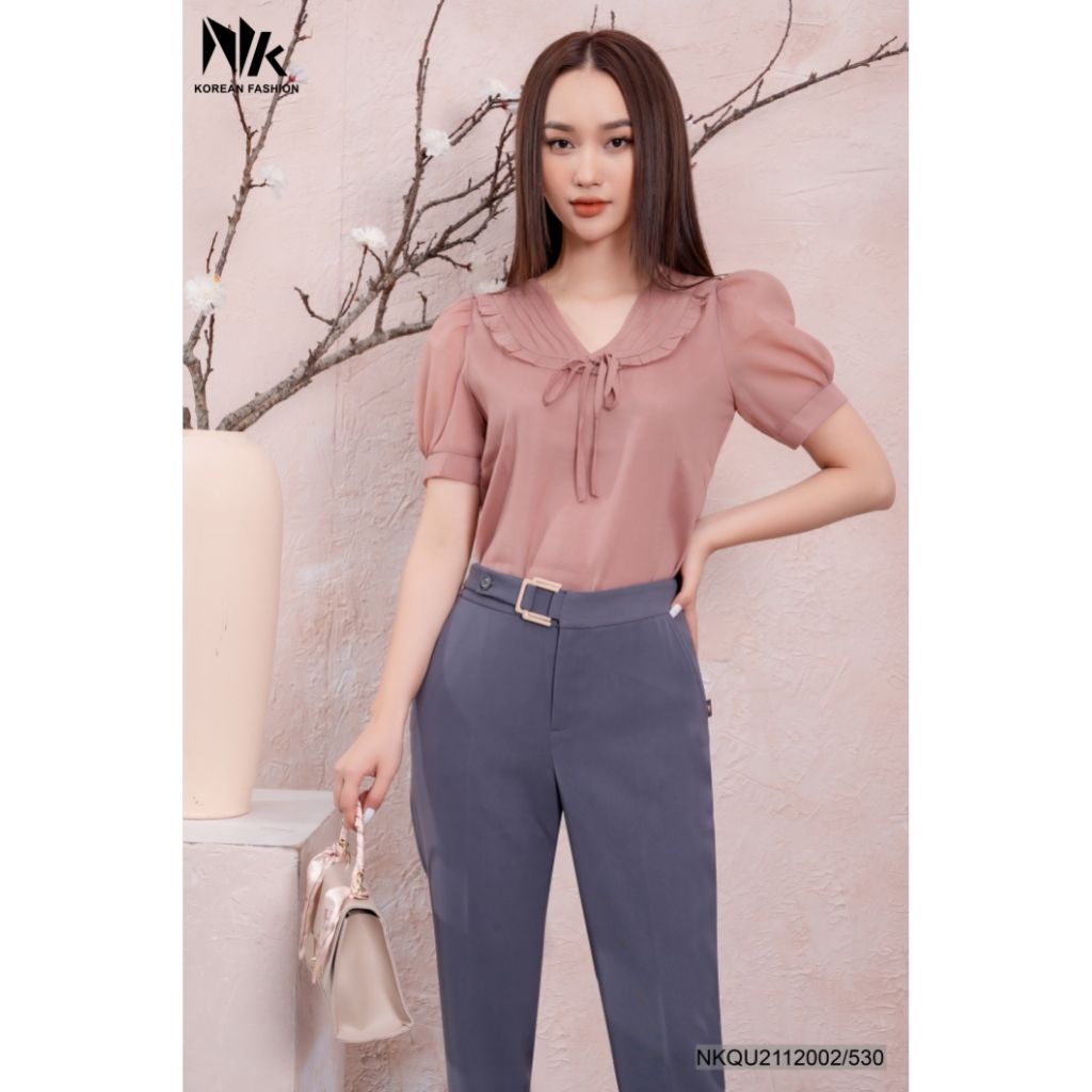 Quần Dài Nữ Công Sở NK Fashion Thiết Kế Dáng Ôm Kèm Đai Chữ C Sang Trọng, Chất Liệu Vải Co Giãn Và Mềm Mịn NKQU2112002
