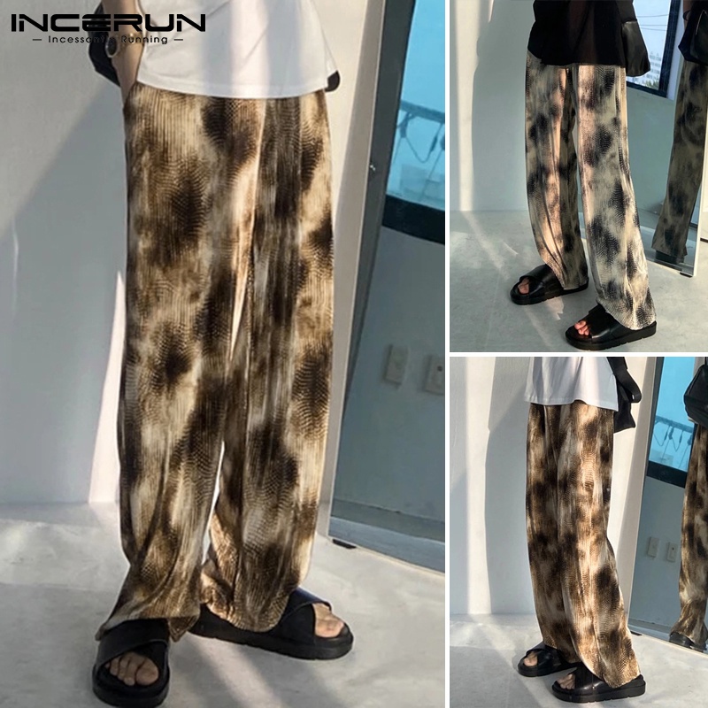 Quần baggy INCERUN ống rộng màu loang hợp thời trang cho nam