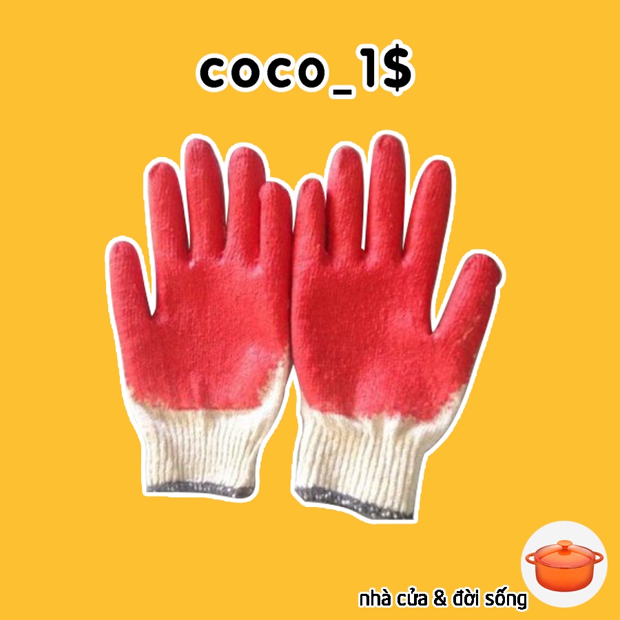 [COCO1$] Combo 5 đôi găng tay lao động sơn đỏ