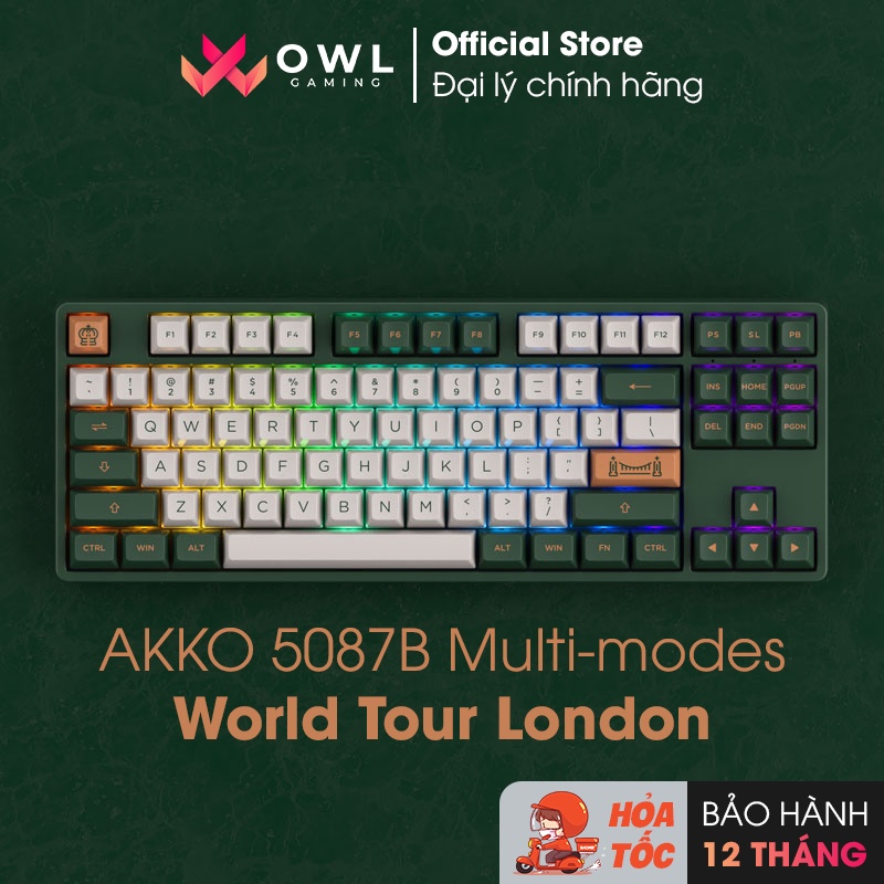 Bàn phím cơ 5087B Multi-modes World Tour London (Bluetooth 5.0 / Wireless 2.4Ghz / Hotswap / Foam tiêu âm / TTC switch)