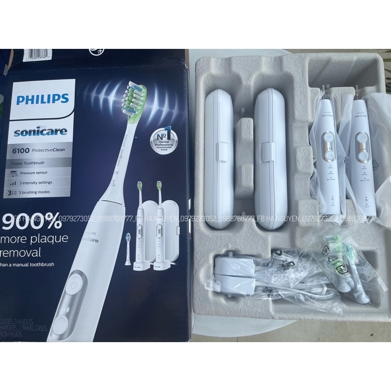Bộ đôi bàn chải điện sóng âm Philips Sonicare ProtectiveClean 6100