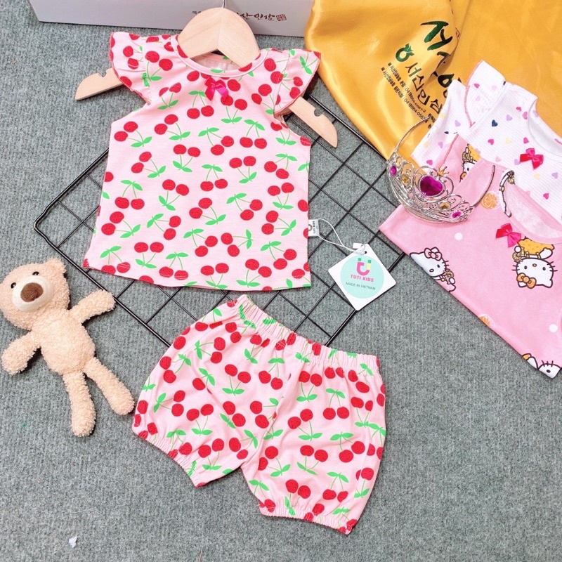 Đồ bộ bé gái bộ bé gái cánh tiên vải thun borip thoáng mát, co giãn hút mồ hôi