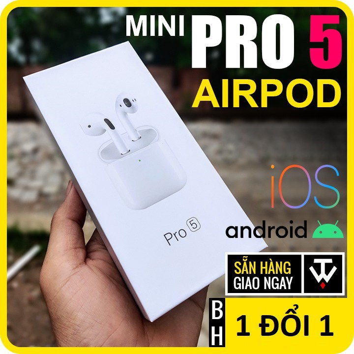 Tai Nghe bluetooth ko dây ALOHA PKV-tai nghe ko dây táo Pro 5 dùng cho tất cả ĐT táo,ss