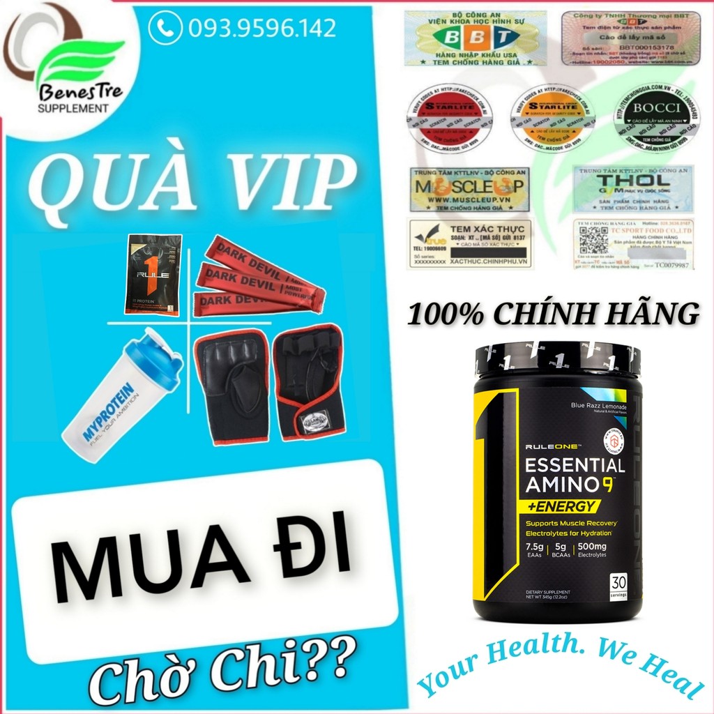 EAA | Amino Energy | Rule 1 Essential AMINO 9 EAA ENERGY Phục Hồi Cơ Bắp 30 lần dùng - Chính Hãng BenTre Supplement