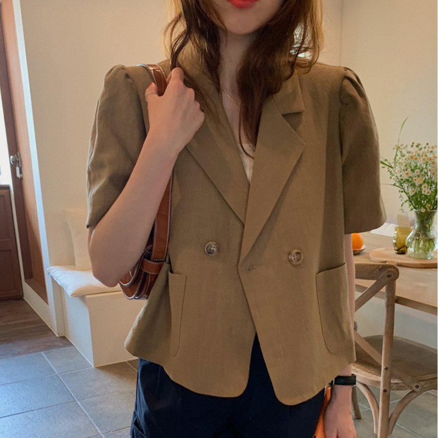 Áo Khoác Blazer Cotton Tay Phồng Thời Trang Hàn Quốc
