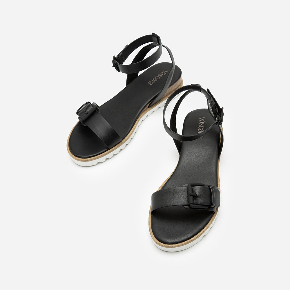 Vascara Giày Sandal Đế Xuồng Quai Phối Belt SDX 0423 Màu Đen
