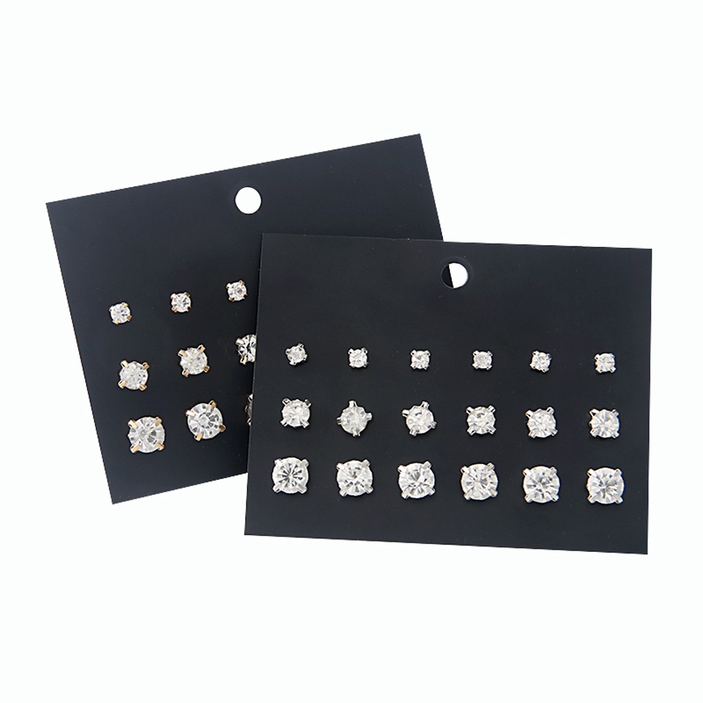 Set 9 đôi bông tai dạng tròn cổ điển đường kính 4/6/8mm