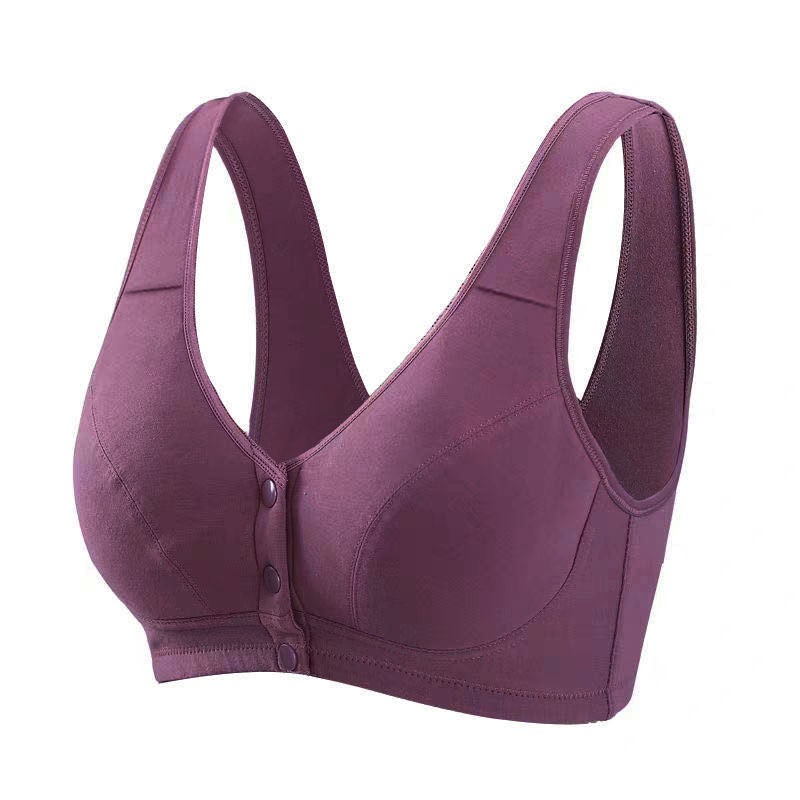 Áo Ngực Cotton Mềm Mại Không Gọng Cup 36-46 B C Cài Trước Dày 0.3cm Không Đường May