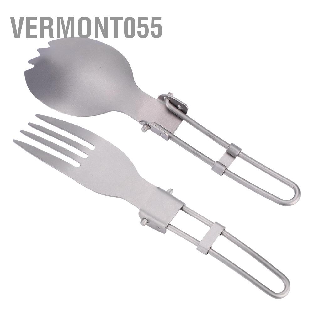Có thể bán buôn Portable Folding Titanium Spork Fork Outdoor Camping Cutlery Travel Tableware Vermont055 Hàng giao ngay