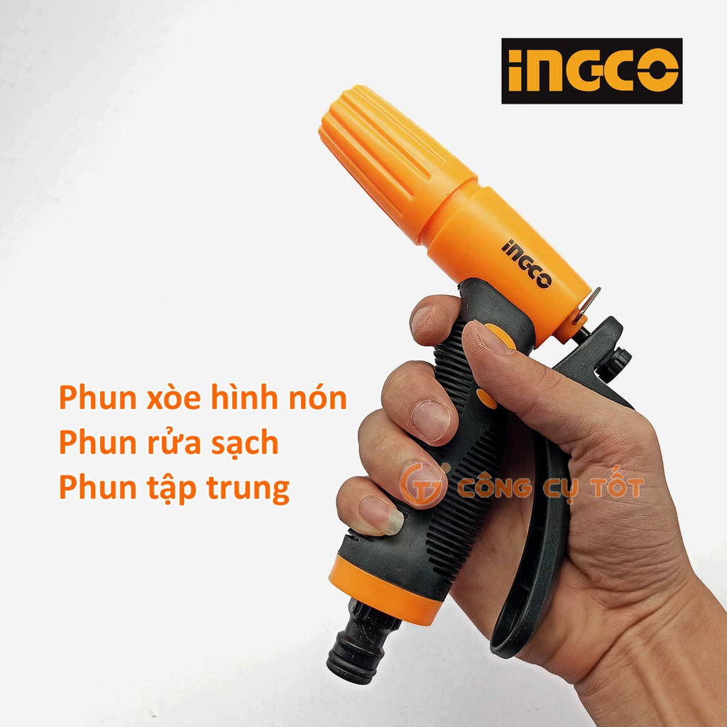 Vòi xịt nước 3 chế độ Ingco HWSG032 tay nhựa TPR mềm