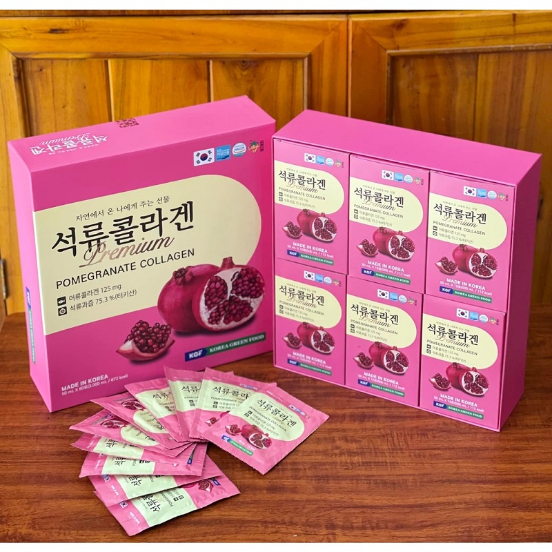 Nước Ép Collagen Lựu KGF Hàn Quốc, Hộp 60 Gói * 50ml, Giúp Làm Đẹp Da, Ngừa Lão Hóa, Thanh Nhiệt Cơ Thể