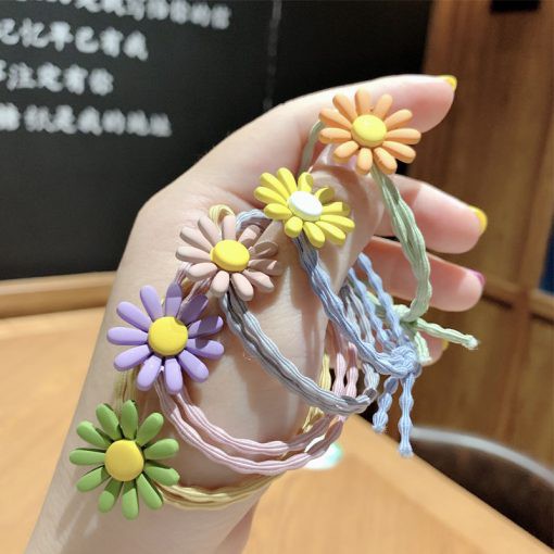 Dây thun cột tóc mẫu hoa cúc siêu dễ thương,dây chun buộc tóc đính đá có thể làm vòng đeo tay phong cách Hàn Quốc cho bé