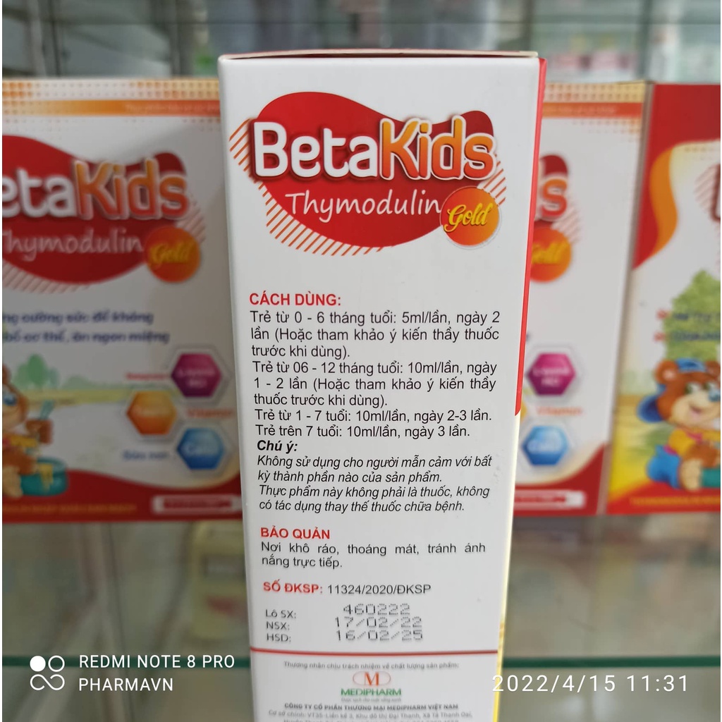 Betakids thymodulin gold tăng cường sức đề kháng,bồi bổ cơ thể,giúp bé ăn ngon miệng