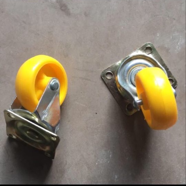 Bánh xe nhựa vàng 5cm có phanh và không phanh