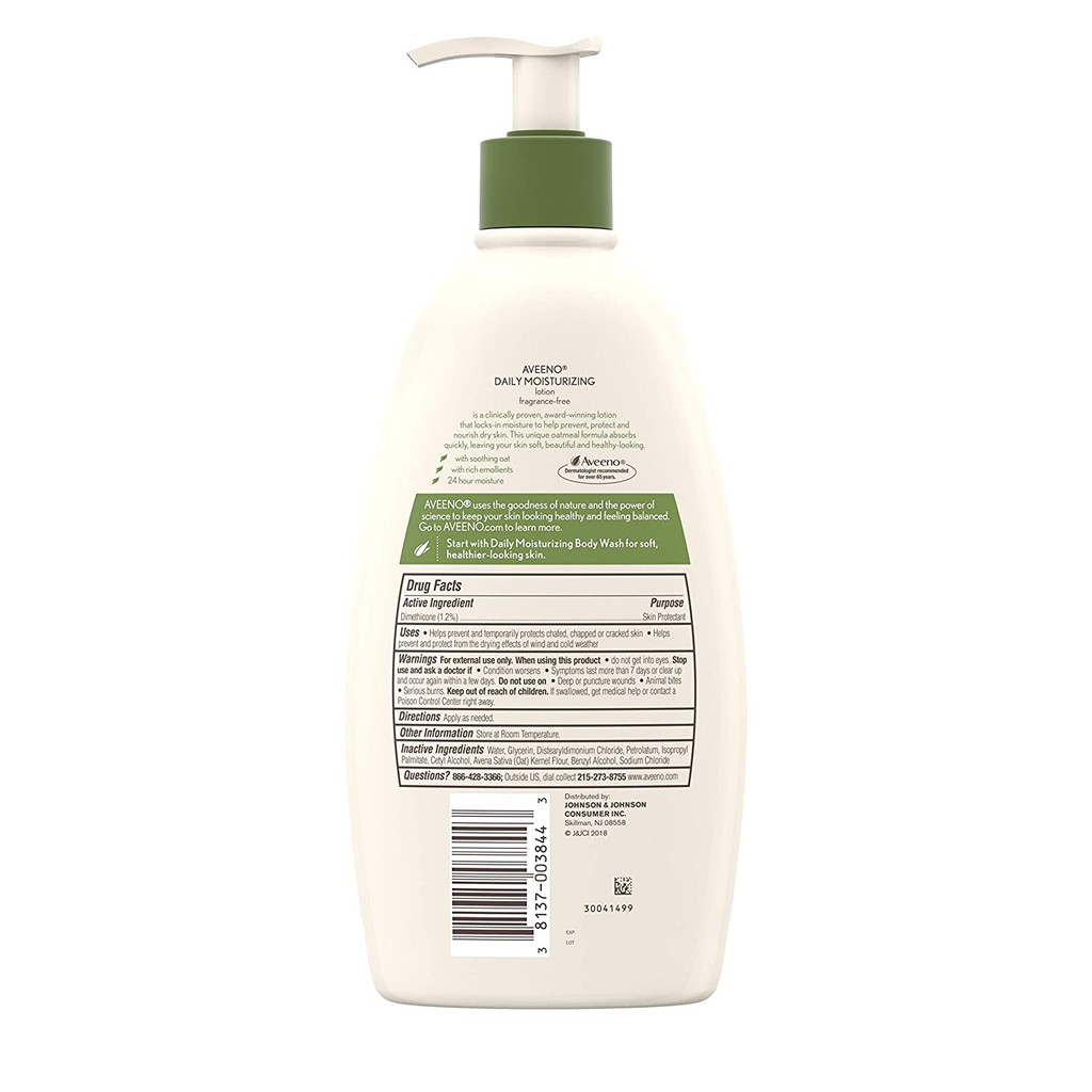 Dưỡng thể không mùi dành cho da khô Aveeno Daily Moisturizing Lotion For Dry Skin 532ml (Mỹ)