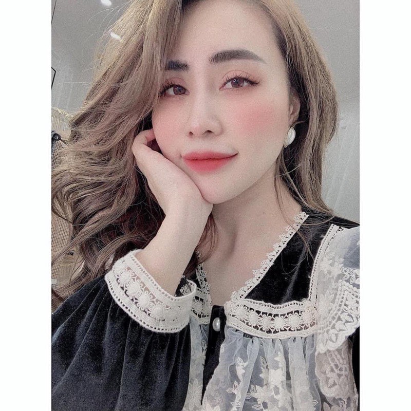Áo nhung cổ ren tiểu thư siêu hot