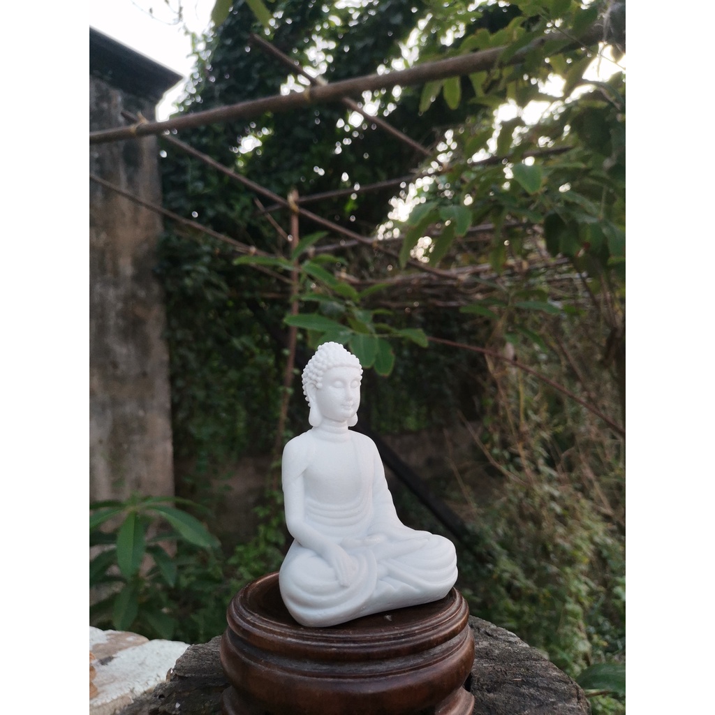 Tượng Đá Phật Thích Ca Cao 11cm màu trắng phong thủy, trang trí nhà cửa, thờ cúng