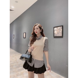 áo len gile cổ tim vnxk chất đẹp