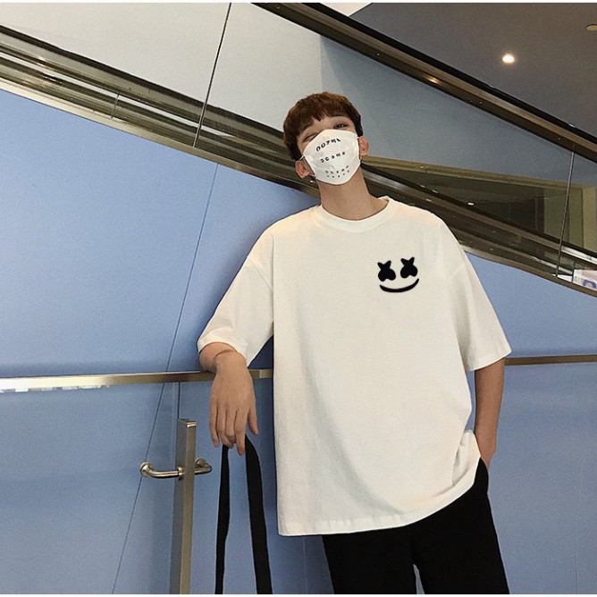 Áo phông nam nữ form rộng, áo thun tay lỡ unisex mặt cười smile