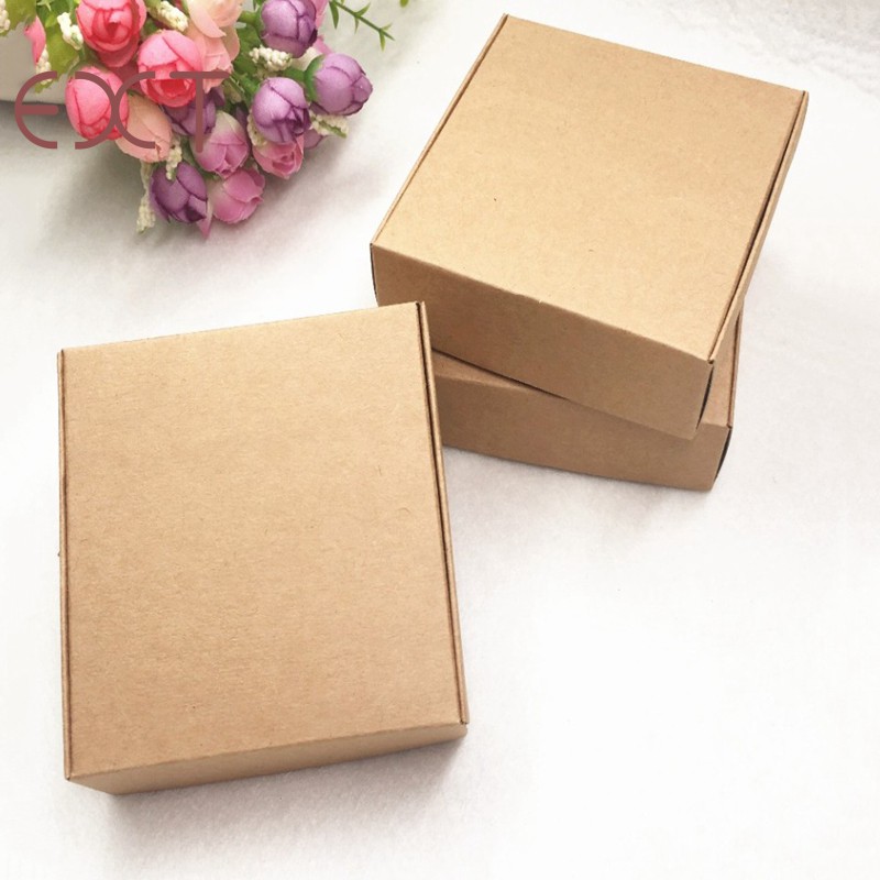 100Pcs Paper Nice Kraft Packaging Box Small Size-brown