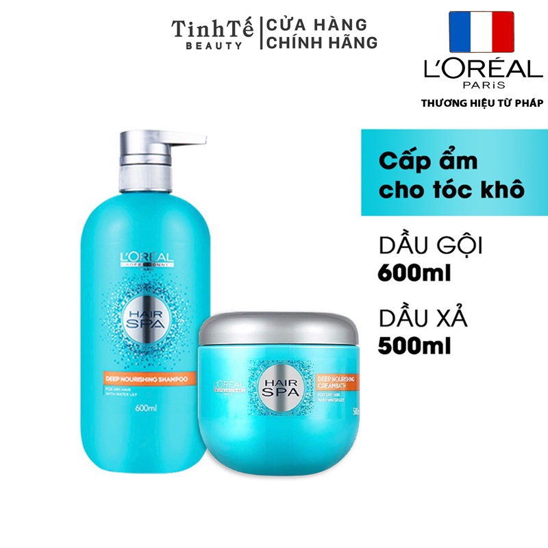 Combo dầu gội &amp; dầu hấp cấp ẩm cho tóc khô L'Oréal Paris Professionnel Hair Spa