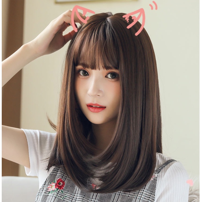 🌿Tặng Lưới🌿 Tóc giả nguyên đầu dáng lửng Hàn Quốc - TG34