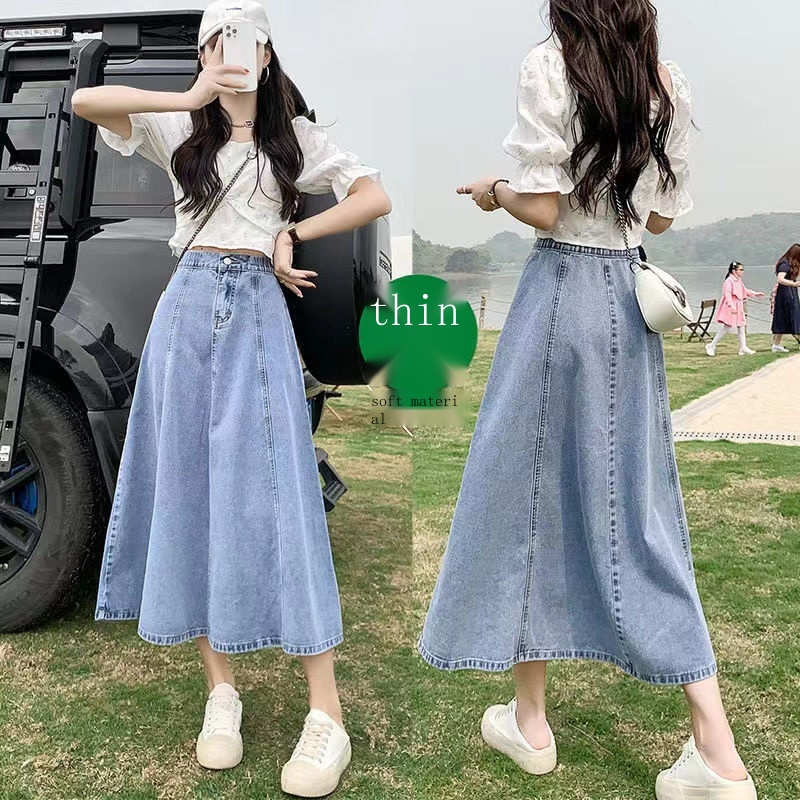 Chân váy jean Dài Dáng Chữ a Lưng Cao Thời Trang Mùa Hè Cho Nữ