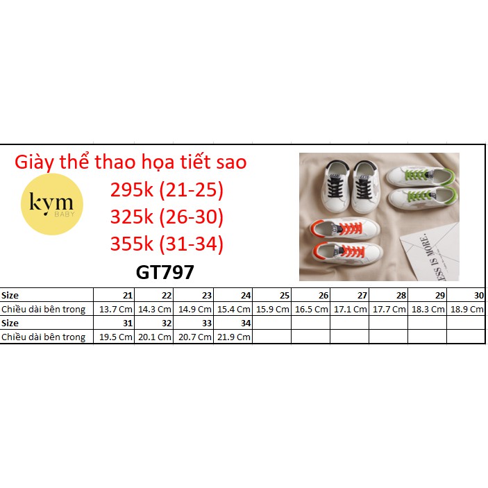 Giày thể thao Họa tiết sao cho bé G797