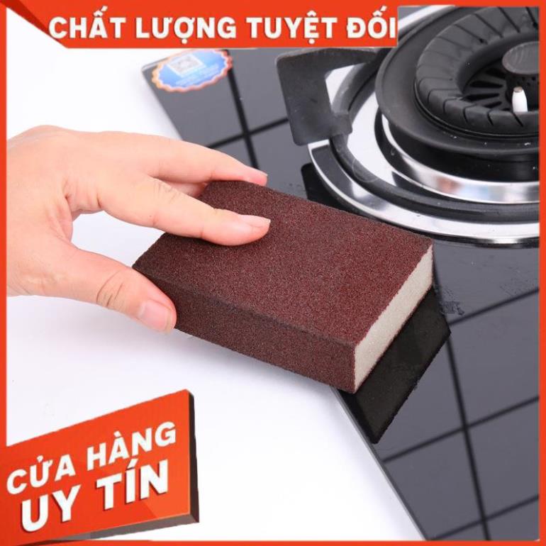 (Video Clip)  Miếng Cọ Xoong Nồi Chảo - Đồ Inox - Cọ Chà Bồn Sứ Không Xước - Loại 1 MÀU CÁT NÂU Chất Lượng Cao