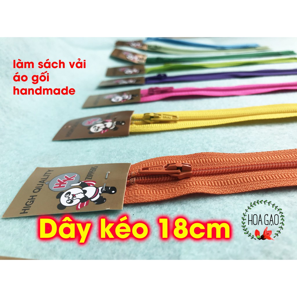 Dây kéo, dây khoá kéo HKK GDK1 làm sách vải, may gối, handmade 18cm