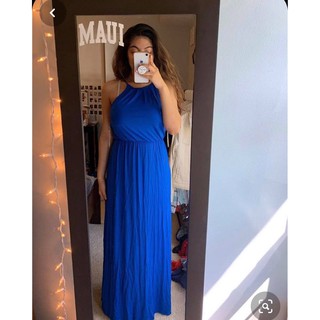 Váy maxi yếm màu xanh coban - hàng dư xịn nhà Xoài