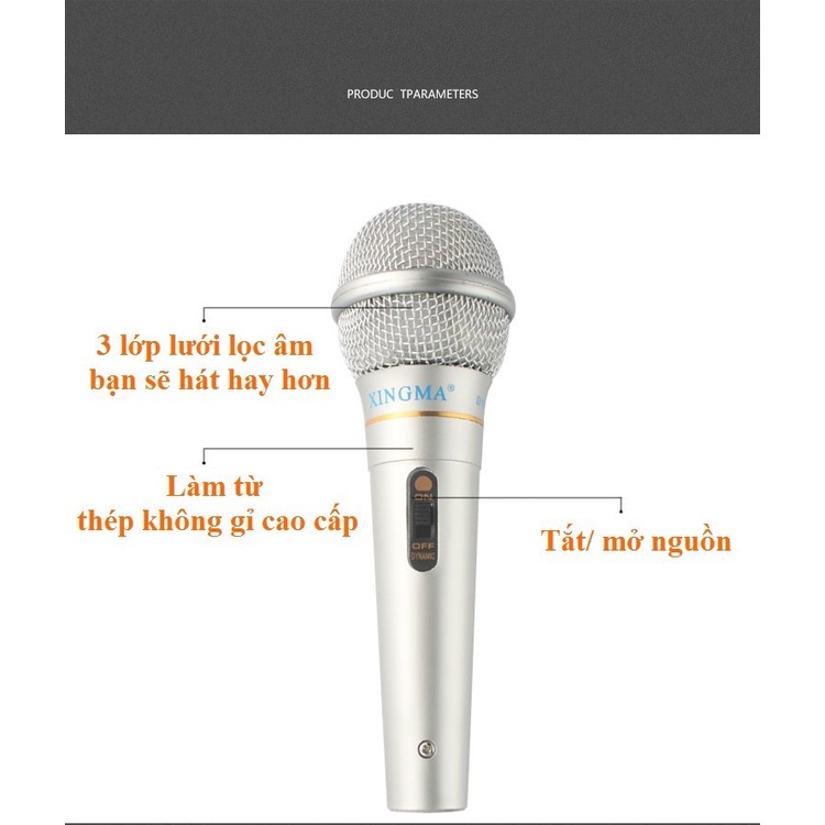 Mic Hát Karaoke XINGMA AK-319 - Thế hệ mới cho âm thanh sống động, Sử Dụng Cho Loa Kéo - Ampli- Tivi Chống Hú-Chống Rè