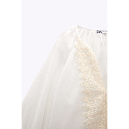 Áo trắng mix ren ZARA AUTH new tag XS