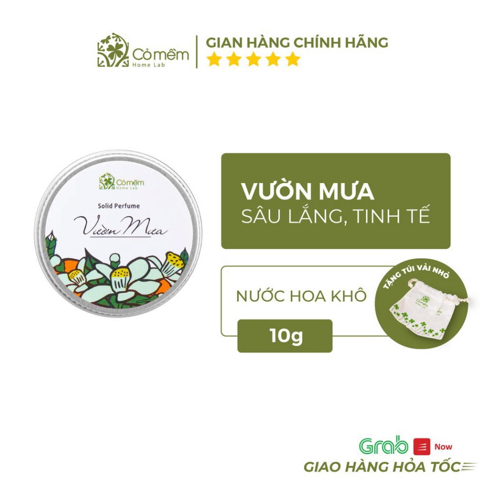 Nước Hoa Khô/ Dầu Thơm Khô Thiên Nhiên Vườn Mưa Sâu Lắng Tinh Tế [Hoa Nhài, Hoa Cam] [TẶNG kèm Túi Vải Nhỏ] Cỏ Mềm 10g