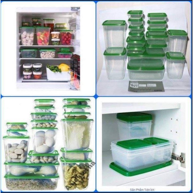 Bộ 17 hộp đựng bảo quản thực phẩm kích thước nhỏ gọn, dễ sắp xếp trong tủ lạnh
