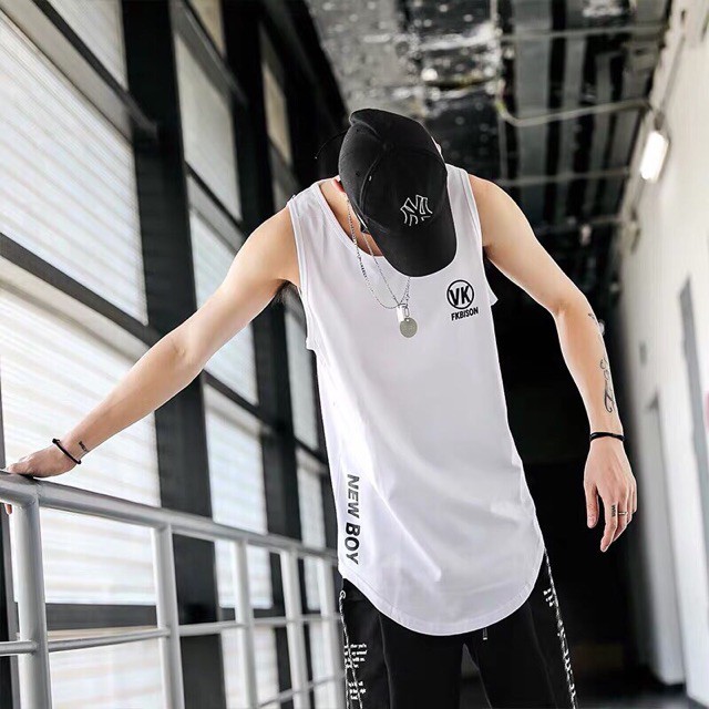Áo tanktop tập gym nam vạt bầu BL009, Áo ba lỗ gym thun co dãn 4 chiều