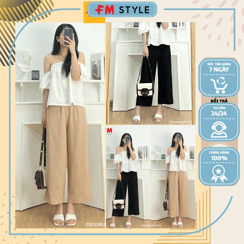 Quần ống suông nữ lưng cao dáng đứng fmstyle, quần dài nữ ống rộng lưng chun | Fmstyle Shop 22031401