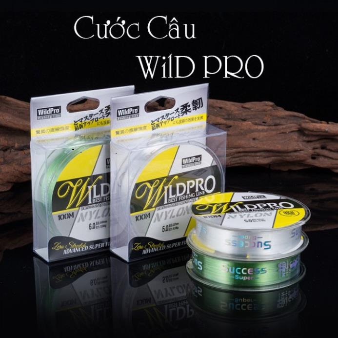 Cước Câu Cá Wild pro Nylon Chống Xoắn Siêu Bền Dài 100m. Dây Câu Cá Siêu Bền