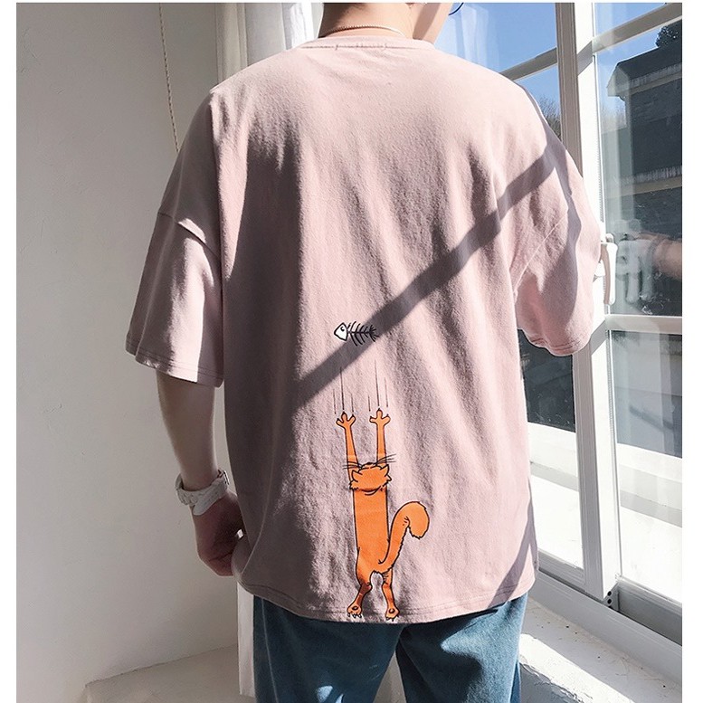 Áo thun tay lỡ form rộng - phông nam nữ cotton oversize - T shirt mèo cào - 2N Unisex