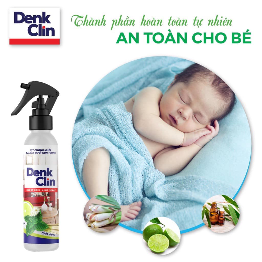XỊT ĐUỔI MUỖI THẢO MỘC THIÊN NHIÊN DENKCLIN AN TOÀN CHO CẢ GIA ĐÌNH - 200ML