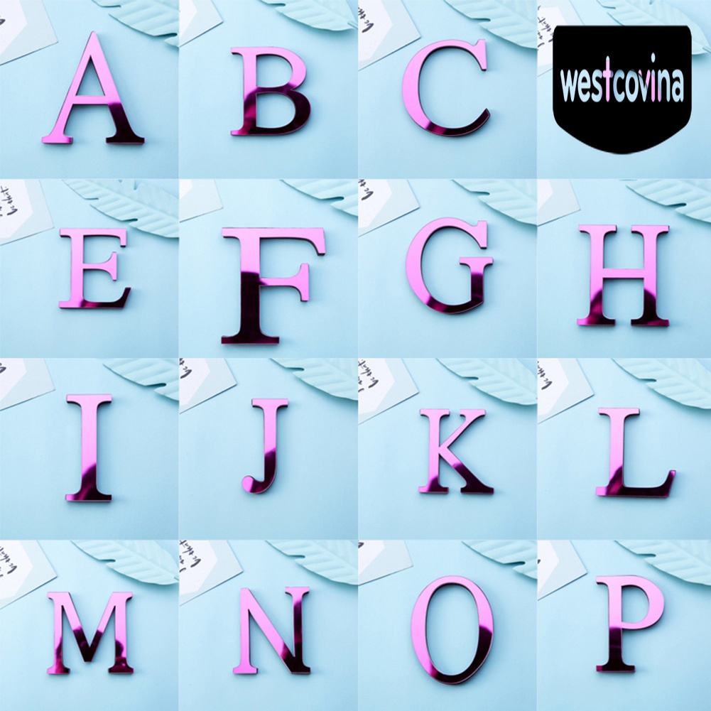 [Hot]☀ Decal dán tường Hình Chữ Cái Từ A Đến Z Bằng Acrylic Tráng Gương