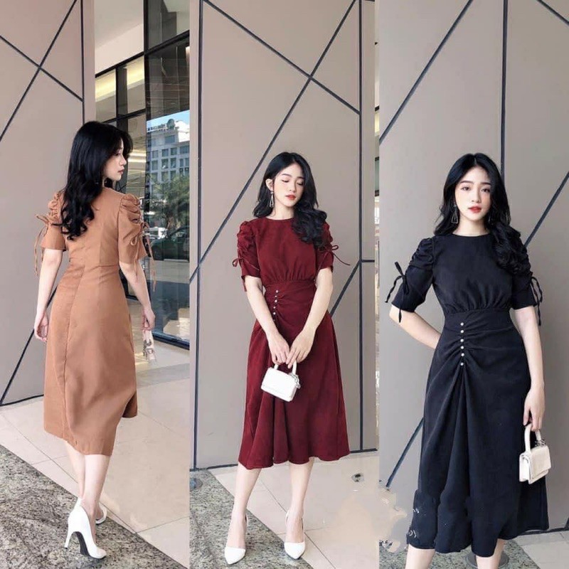 [Mã FATHANG5 giảm 10K đơn 50K] BÁN SỈ VÁY ĐÍNH HẠT CHUN TAY 3 MÀU CHO NỮ