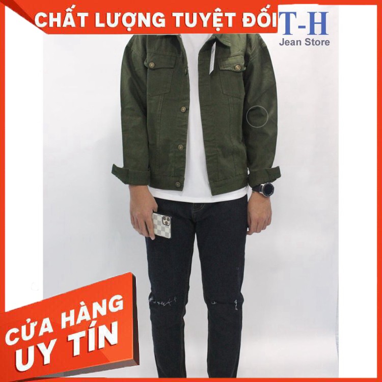 HÀNG CAO CẤP -  Áo khoác nam, Áo khoác kaki nam cổ bẻ from rộng màu xanh rêu [FREE SHIP CHO ĐƠN HÀNG 150K]  - Hàng Cao C