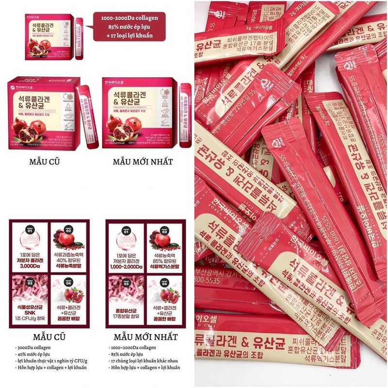 Bột Collagen Lựu đỏ Hàn Quốc - Hộp 30 gói