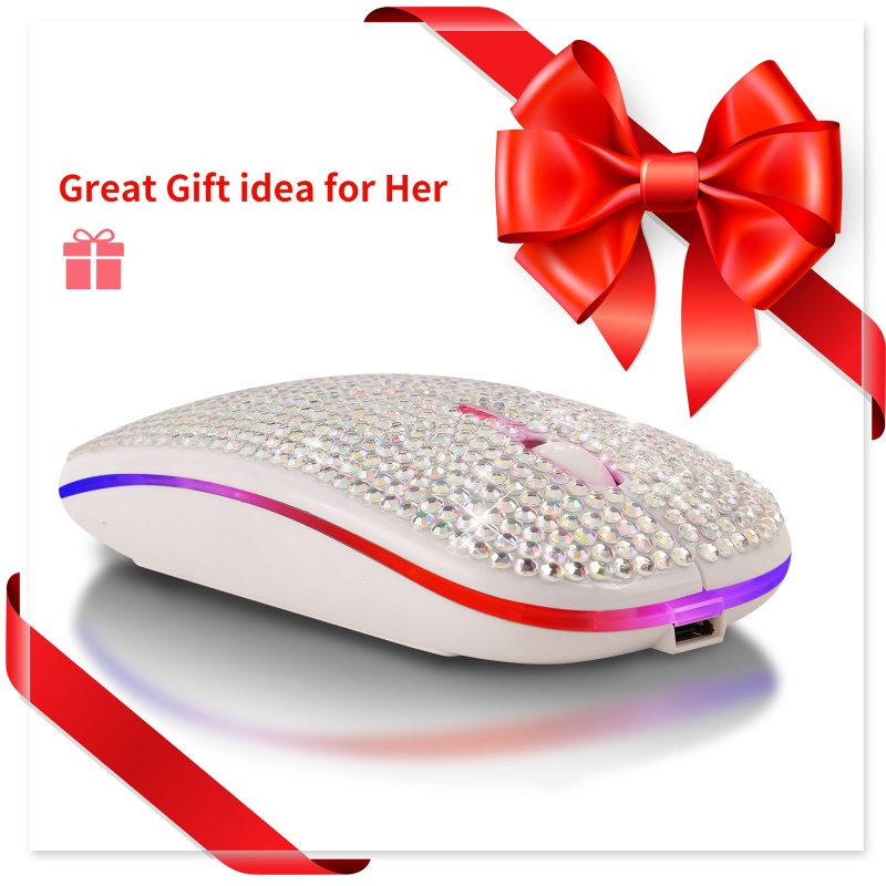 Chuột Không Dây 2.4GHz Đính Đá Pha Lê Lấp Lánh